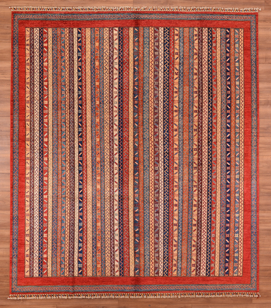 Shawl Original Hand Woven Red Root Dye Wool Carpet 257x296 7.61 Square Meters - 6x9 ft 