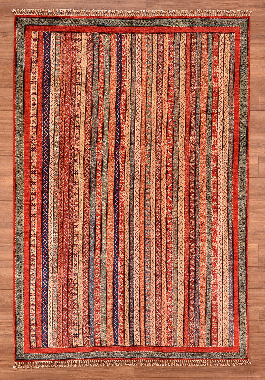 Shawl Original Hand Woven Red Root Dye Wool Carpet 204x298 6.08 Square Meters - 6x10 ft 