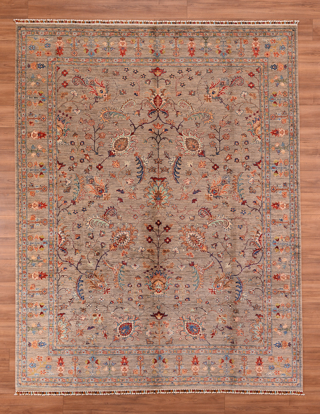 Sultani Binbirgece Original Hand Woven Brown Root Dye Wool Carpet 244x317 7.73 Square Meters - 8x10 ft 