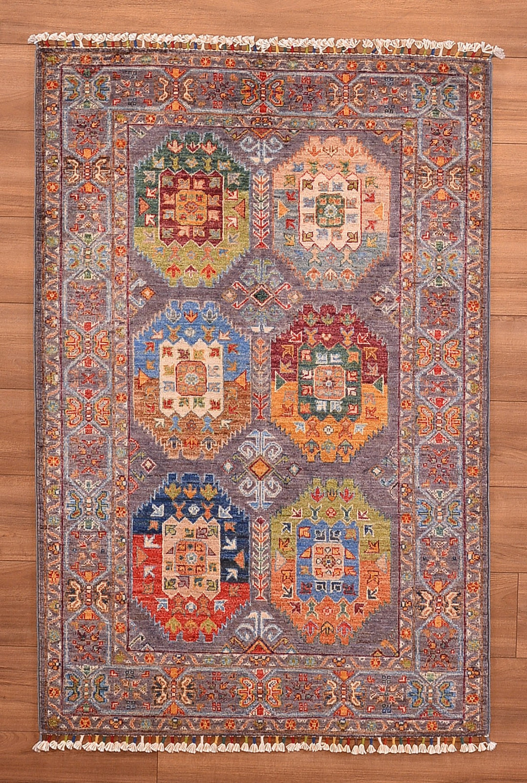 Veziri Orjinal El Dokuması Antrasit Kök Boya Yün Halı 101x153 1.55 Metrekare - 3x5 ft