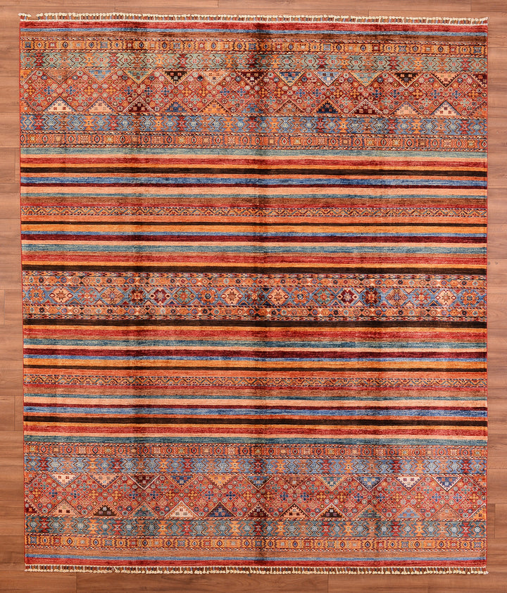 Khorjin Original Hand Woven Multi Root Dyed Wool Carpet 254x296 7.52 Square Meters - 7x10 ft 