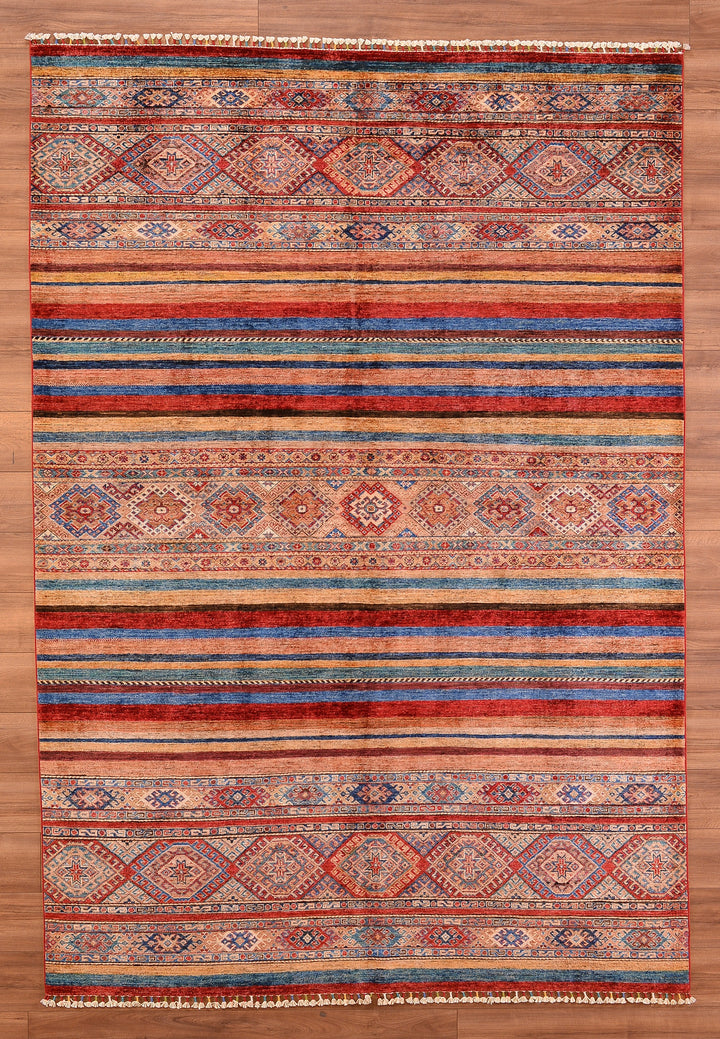 Khorjin Original Hand Woven Multi Root Dyed Wool Carpet 208x302 6.28 Square Meters - 7x10 ft 