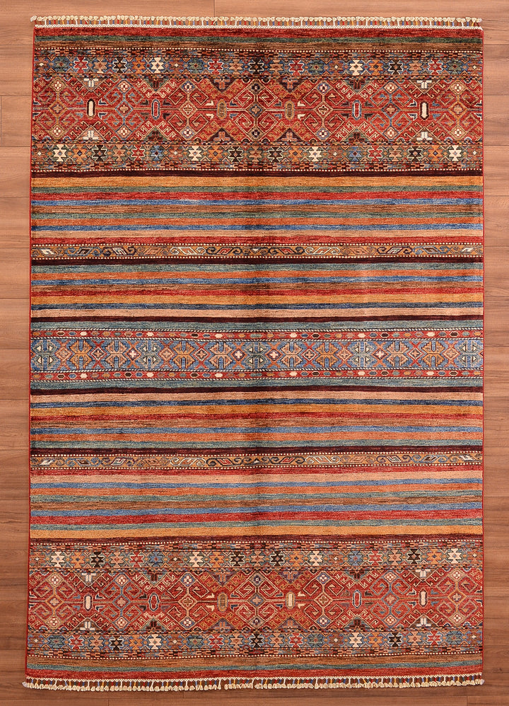 Khorjin Original Hand Woven Multi Root Dyed Wool Carpet 174x249 4.33 Square Meters - 6x9 ft 