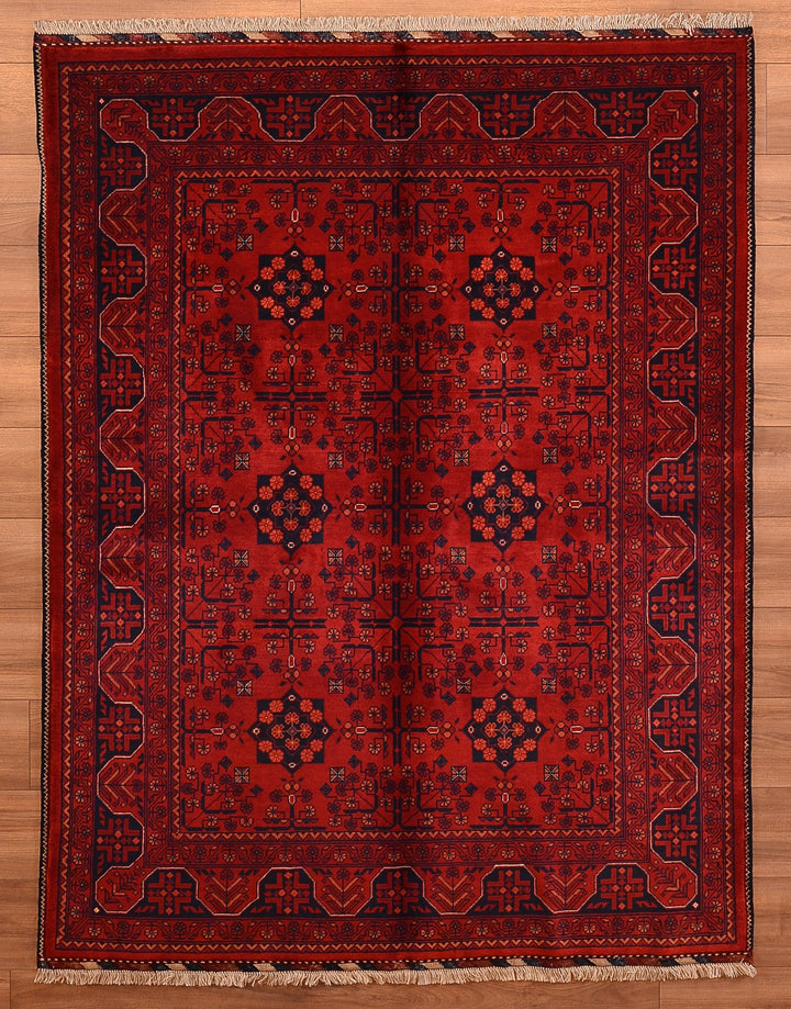 Afghan Carpet Khall Original Hand Woven Root Dyed Wool 148x194 2.87 Square Meters - 4x6 ft