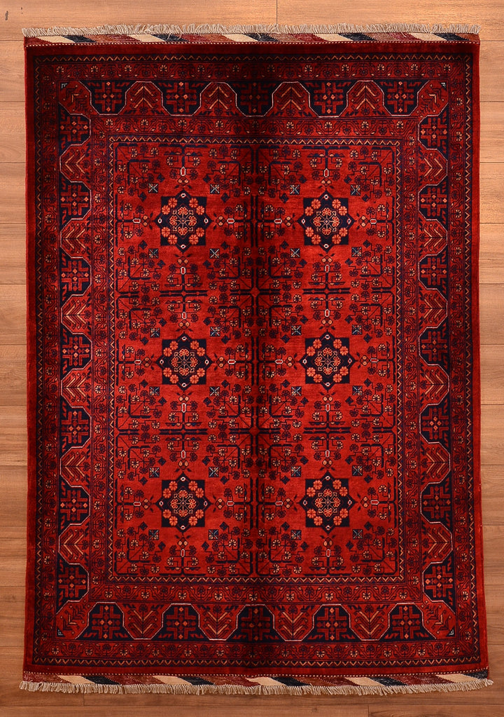 Afghan Carpet Khall Original Hand Woven Root Dyed Wool 144x201 2.89 Square Meters - 4x6 ft 