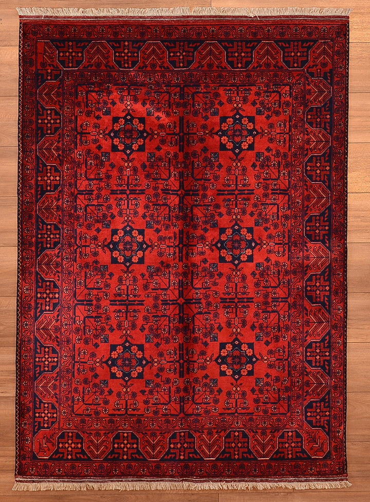 Afghan Carpet Khall Original Hand Woven Root Dyed Wool 127x174 2.21 Square Meters - 4x6 ft 