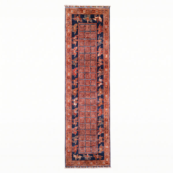 Pazırık Yolluk Orijinal El Dokuması Multi Kök Boya Yün Halı 0.80x255 2.04 Metrekare - 2x8 ft