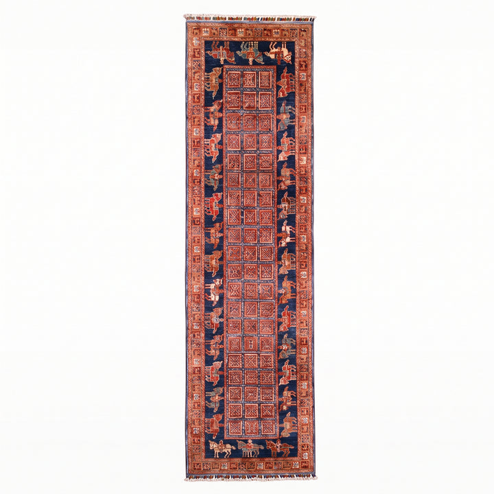 Pazırık Yolluk Orijinal El Dokuması Multi Kök Boya Yün Halı 0.80x255 2.04 Metrekare - 2x8 ft