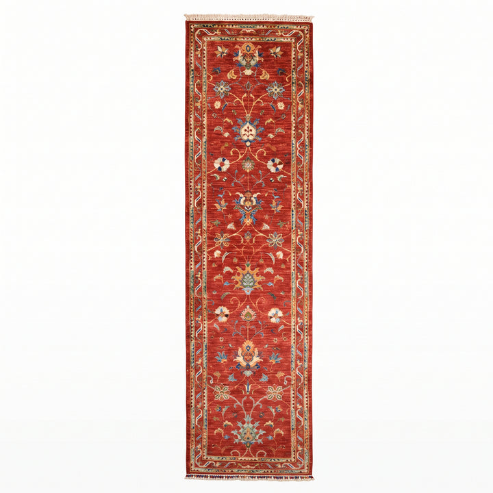 Sultani Binbirgece Yolluk Orijinal El Dokuması Kırmızı Kök Boya Yün Halı 0.86x299 2.57 Metrekare - 3x10 ft