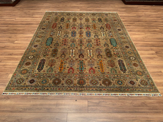 Veziri Original Hand Woven Beige Vegetable Dyed Wool Carpet 247x307 7.58 Square Meters - 8x10 ft