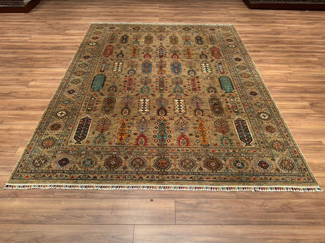 Veziri Original Hand Woven Beige Vegetable Dyed Wool Carpet 247x307 7.58 Square Meters - 8x10 ft