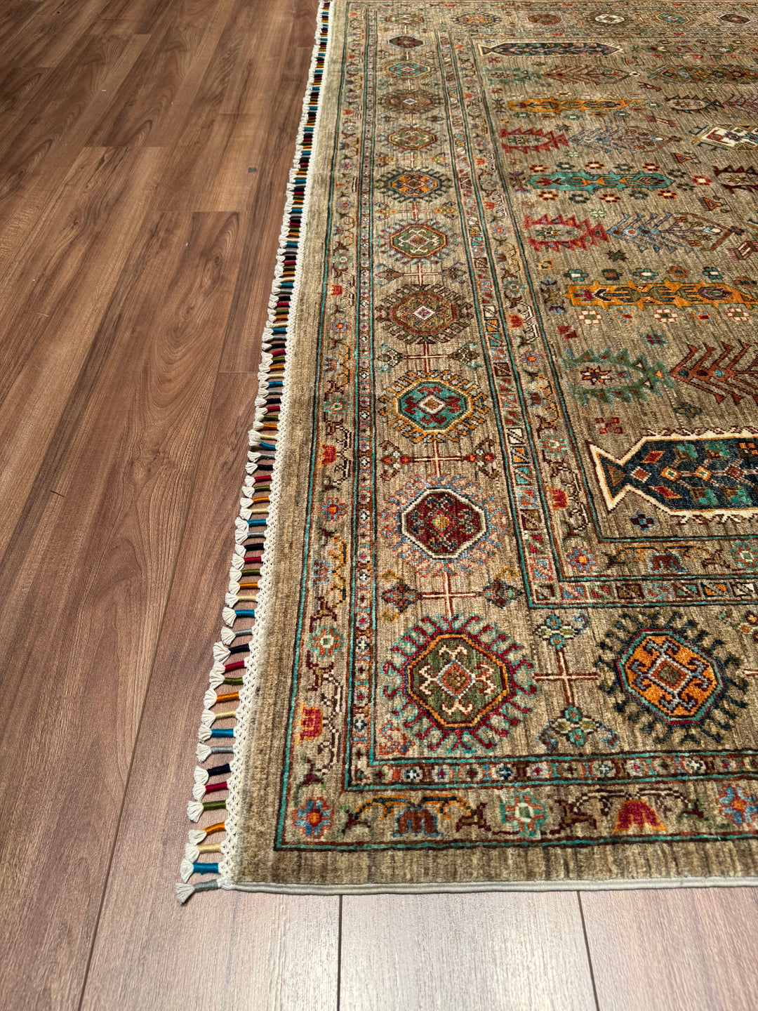 Veziri Original Hand Woven Beige Vegetable Dyed Wool Carpet 247x307 7.58 Square Meters - 8x10 ft