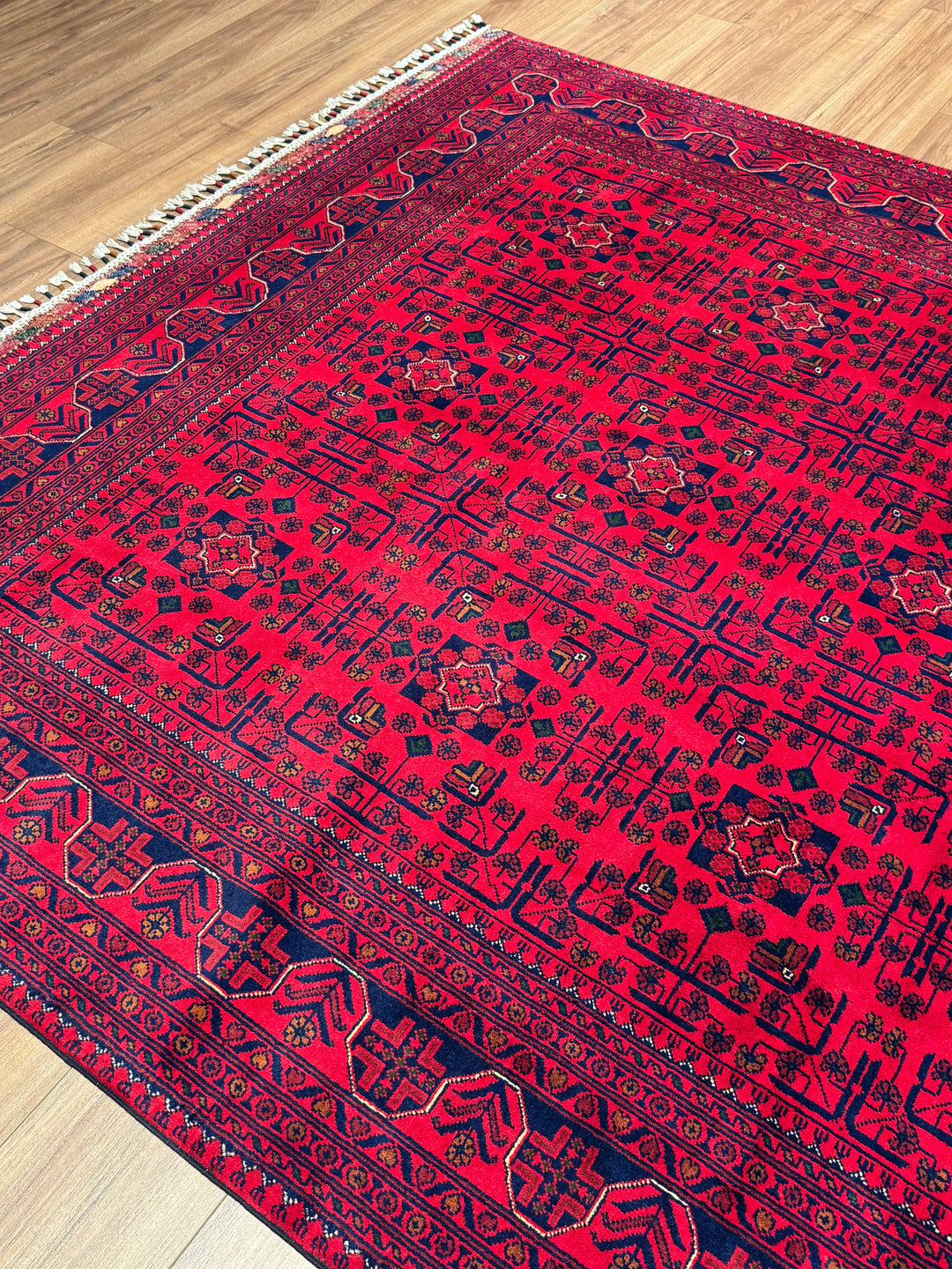 Afgan Halısı Hamyap Orijinal El Dokuması Kök Boya Yün 198x290 5.74 Metrekare - 7x10 ft