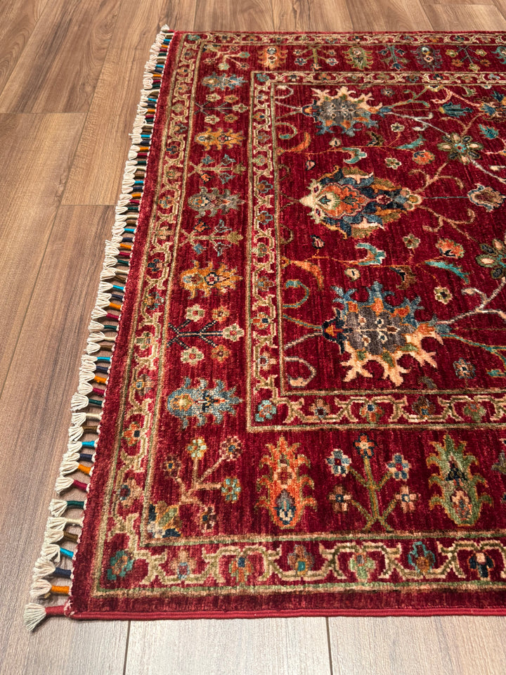 Sultani Binbirgece Orijinal El Dokuması Kırmızı Kök Boya Yün Halı 127x185 2.35 Metrekare - 4x6 ft