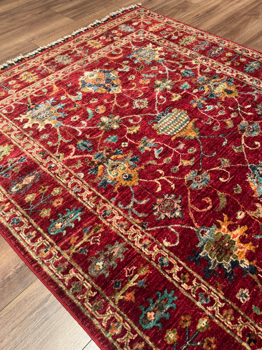 Sultani Binbirgece Orijinal El Dokuması Kırmızı Kök Boya Yün Halı 127x185 2.35 Metrekare - 4x6 ft