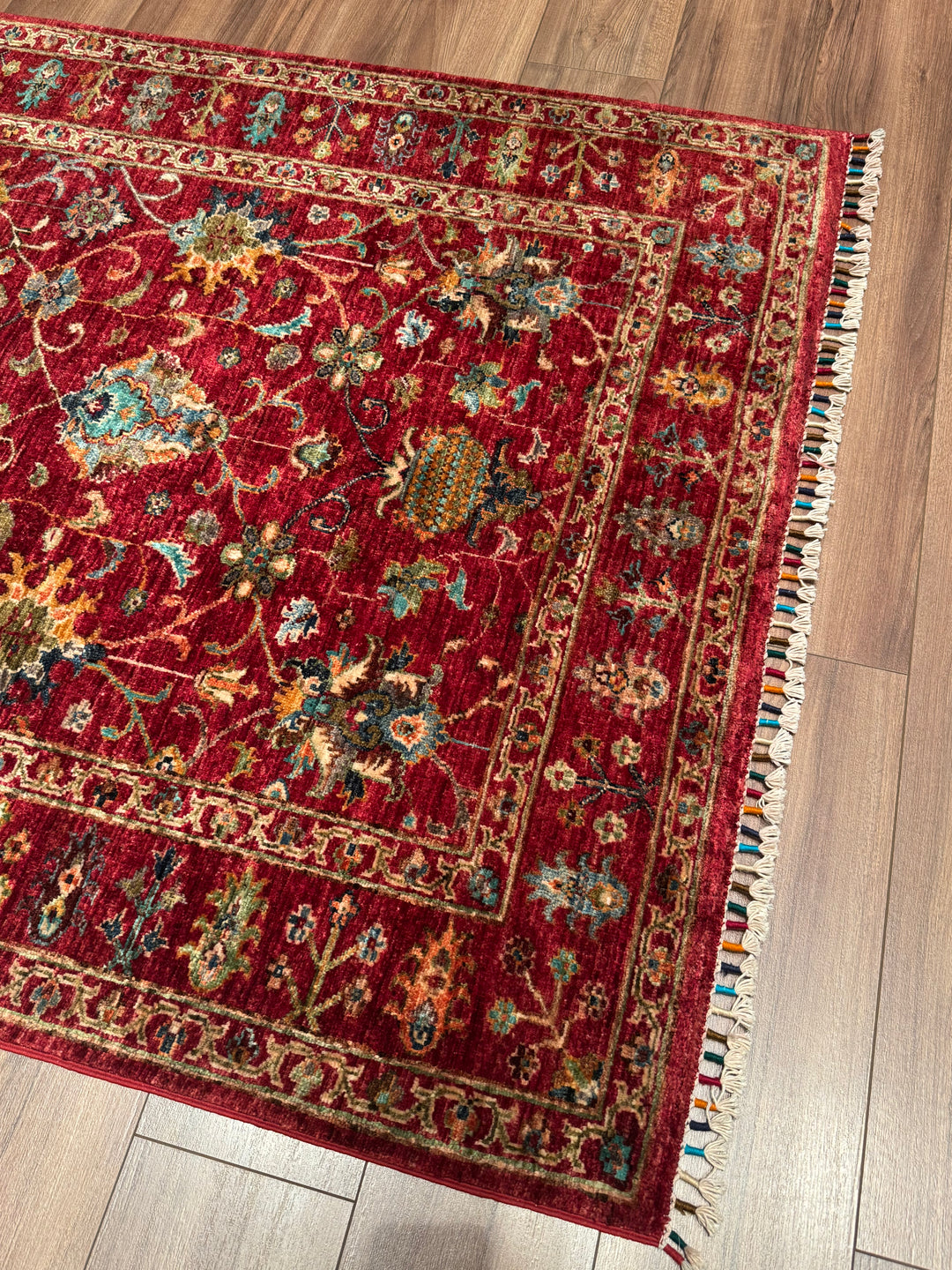 Sultani Binbirgece Orijinal El Dokuması Kırmızı Kök Boya Yün Halı 127x185 2.35 Metrekare - 4x6 ft