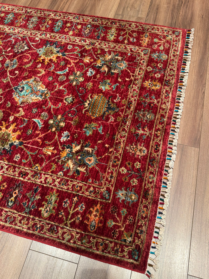 Sultani Binbirgece Orijinal El Dokuması Kırmızı Kök Boya Yün Halı 127x185 2.35 Metrekare - 4x6 ft