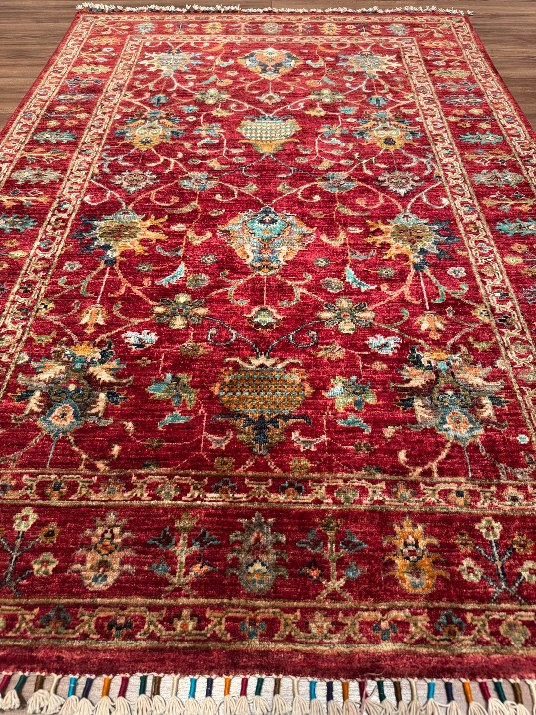 Sultani Binbirgece Orijinal El Dokuması Kırmızı Kök Boya Yün Halı 127x185 2.35 Metrekare - 4x6 ft
