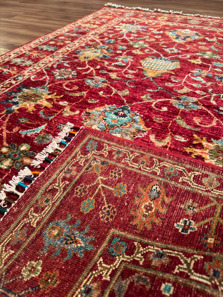 Sultani Binbirgece Orijinal El Dokuması Kırmızı Kök Boya Yün Halı 127x185 2.35 Metrekare - 4x6 ft