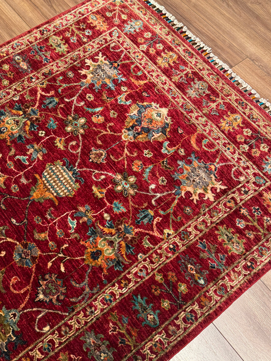 Sultani Binbirgece Orijinal El Dokuması Kırmızı Kök Boya Yün Halı 127x185 2.35 Metrekare - 4x6 ft