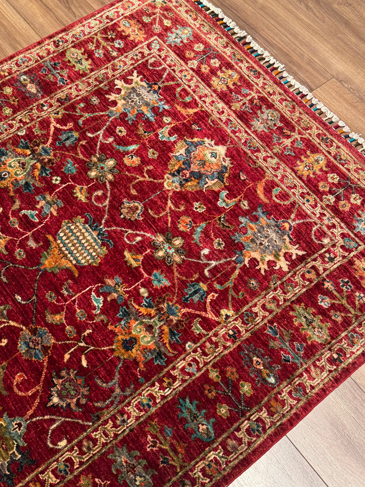 Sultani Binbirgece Orijinal El Dokuması Kırmızı Kök Boya Yün Halı 127x185 2.35 Metrekare - 4x6 ft