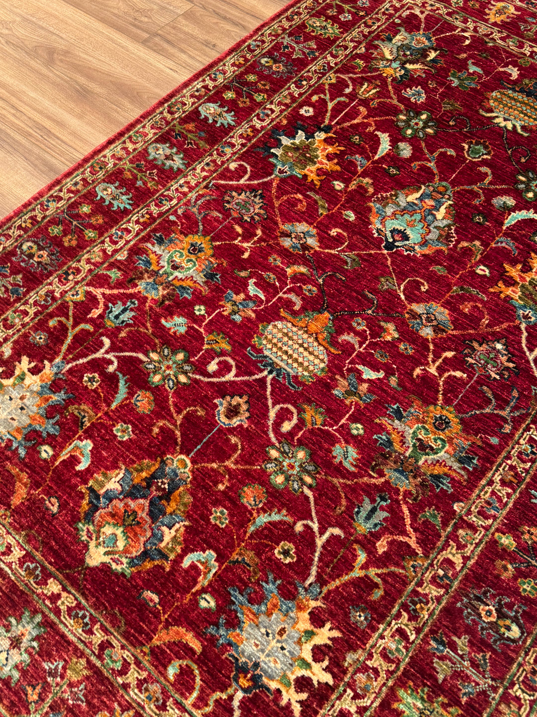 Sultani Binbirgece Orijinal El Dokuması Kırmızı Kök Boya Yün Halı 125x193 2.41 Metrekare - 4x6 ft