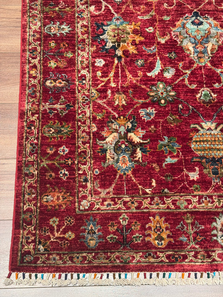 Sultani Binbirgece Orijinal El Dokuması Kırmızı Kök Boya Yün Halı 125x193 2.41 Metrekare - 4x6 ft