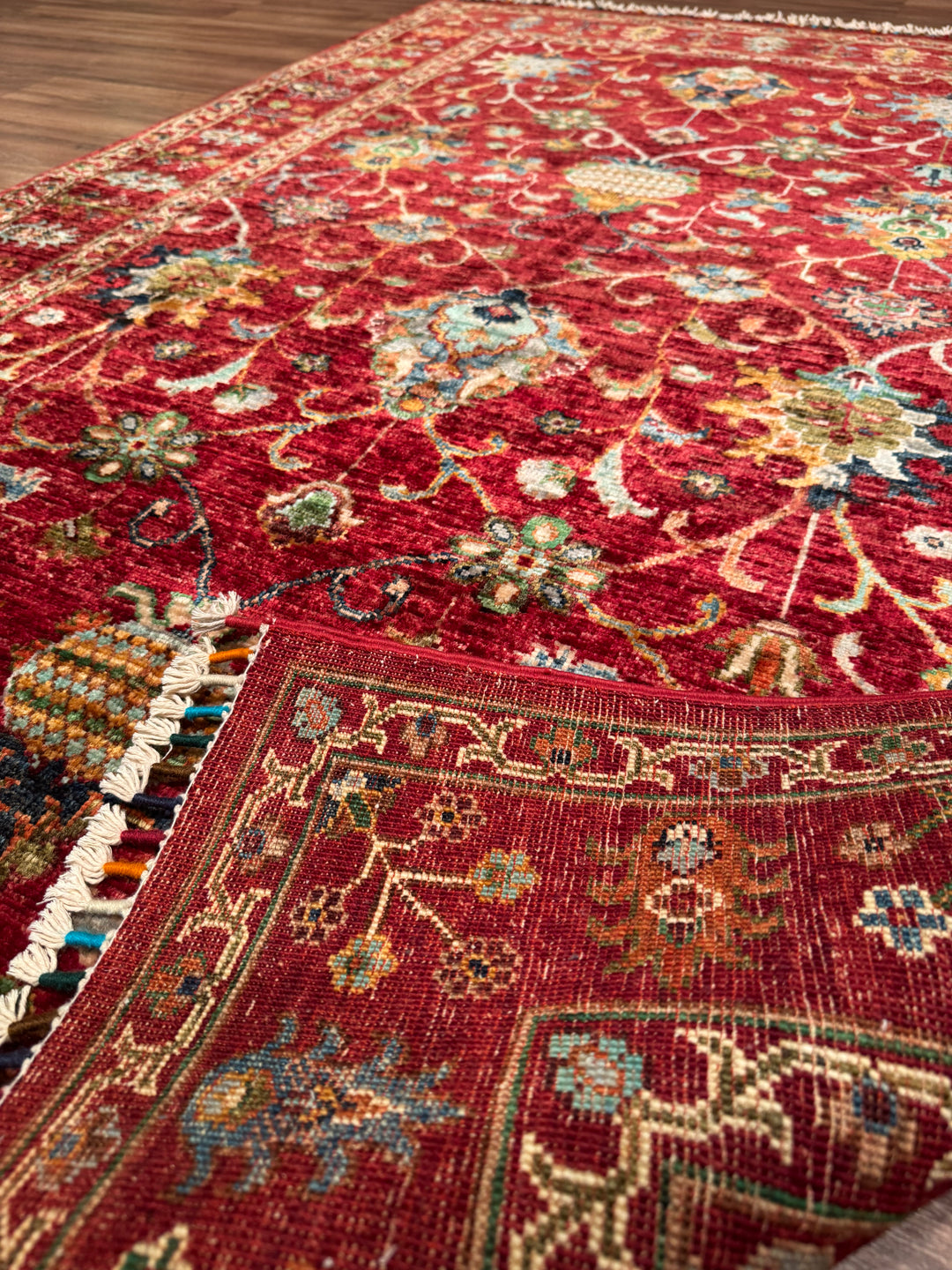 Sultani Binbirgece Orijinal El Dokuması Kırmızı Kök Boya Yün Halı 125x193 2.41 Metrekare - 4x6 ft