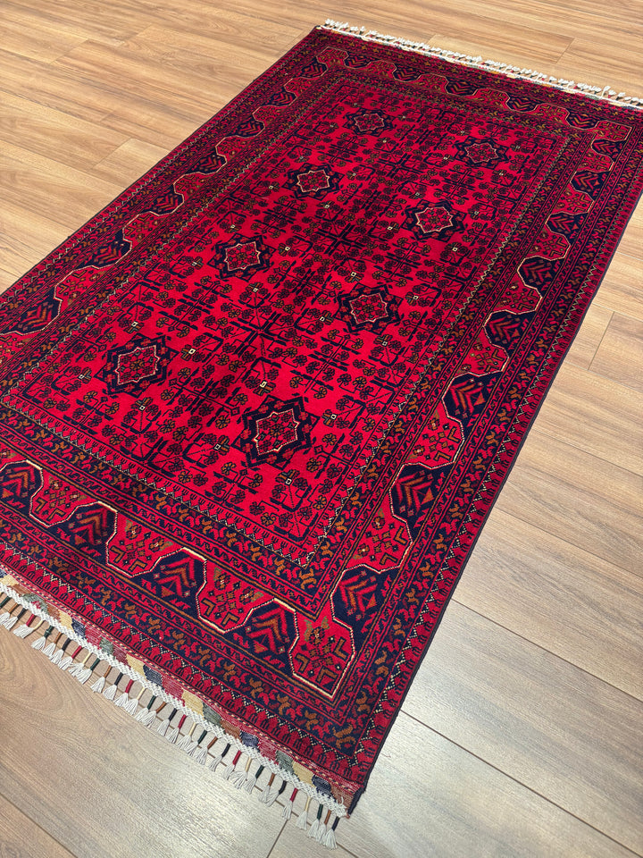 Afgan Halısı Hamyap Orijinal El Dokuması Kök Boya Yün 116x189 2.19 Metrekare - 4x6 ft