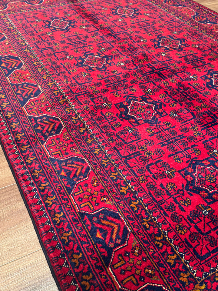 Afgan Halısı Hamyap Orijinal El Dokuması Kök Boya Yün 116x189 2.19 Metrekare - 4x6 ft