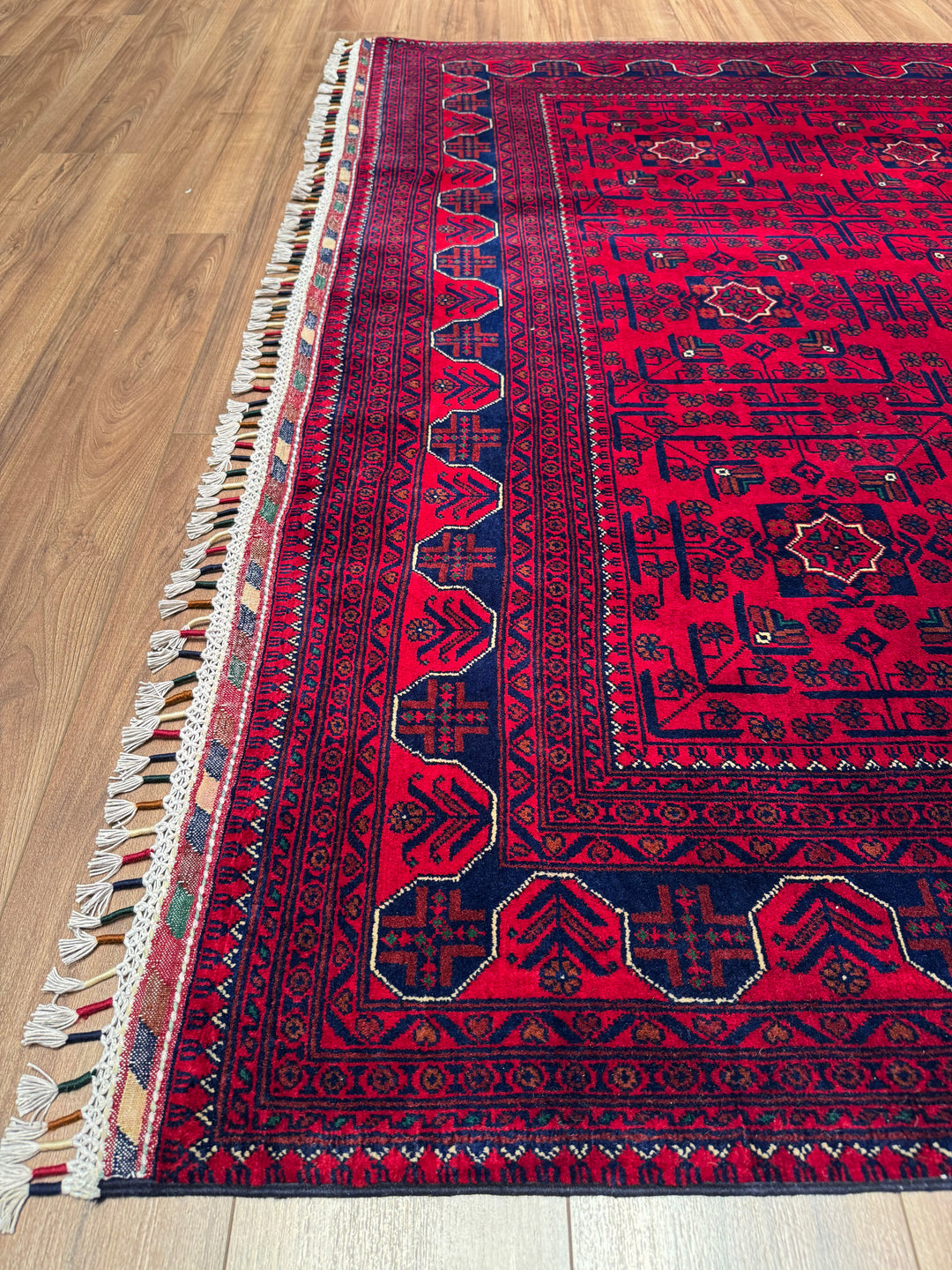 Afgan Halısı Hamyap Orijinal El Dokuması Kök Boya Yün 200x302 6.04 Metrekare - 7x10 ft