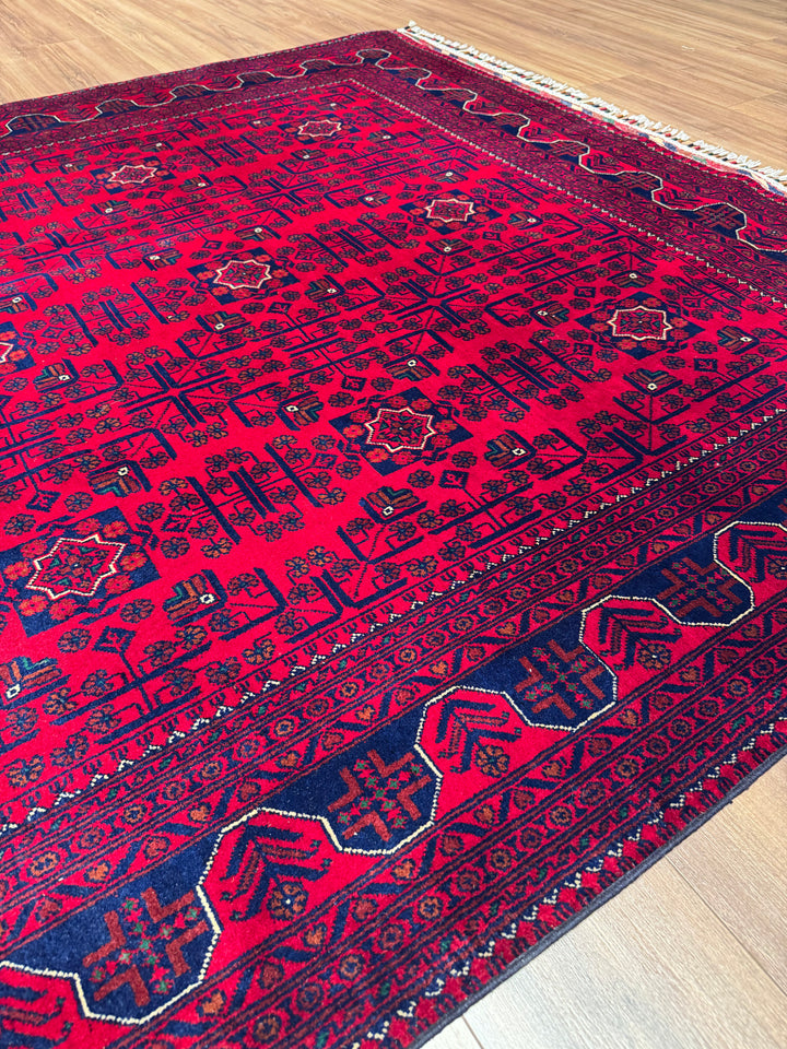 Afgan Halısı Hamyap Orijinal El Dokuması Kök Boya Yün 200x302 6.04 Metrekare - 7x10 ft