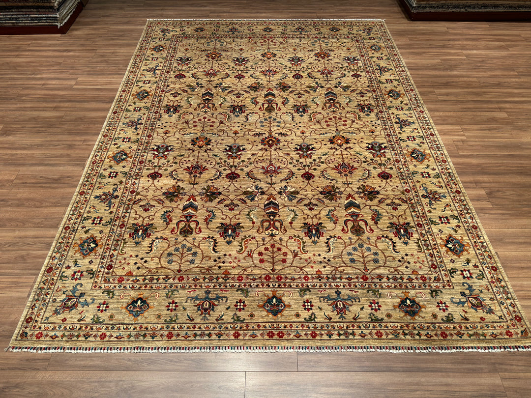 Sultani Binbirgece Original Hand Woven Beige Vegetable Dyed Wool Carpet 301x404 12.16 Square Meters - 10x14 ft