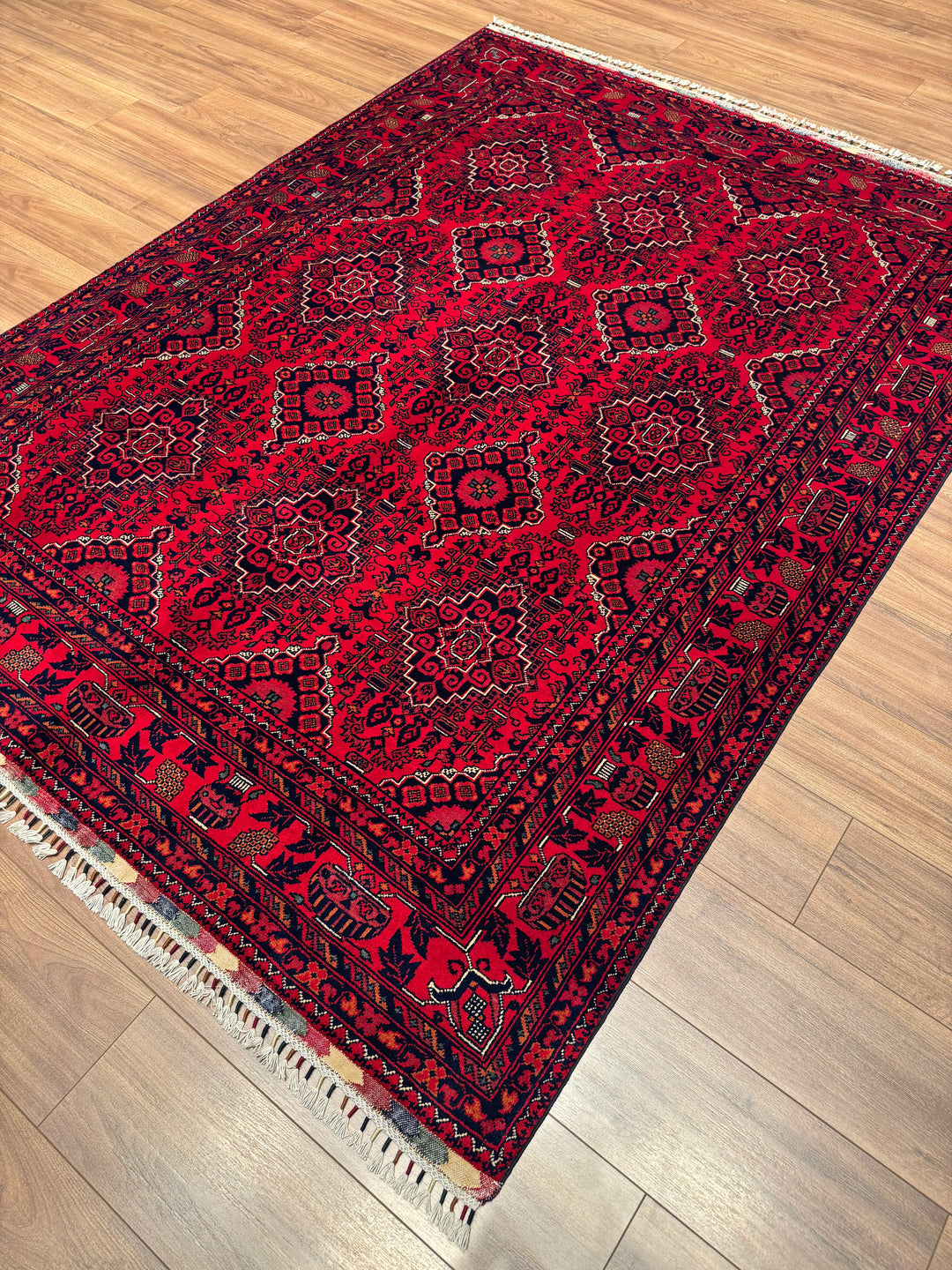 Afghan Carpet Hamyap Original Hand Woven Vegetable Dyed Wool 173x231 4 Square Meters - 5x7 ft