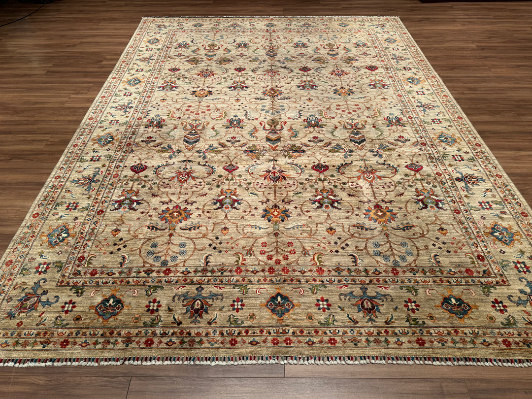 Sultani Binbirgece Original Hand Woven Beige Vegetable Dyed Wool Carpet 301x404 12.16 Square Meters - 10x14 ft