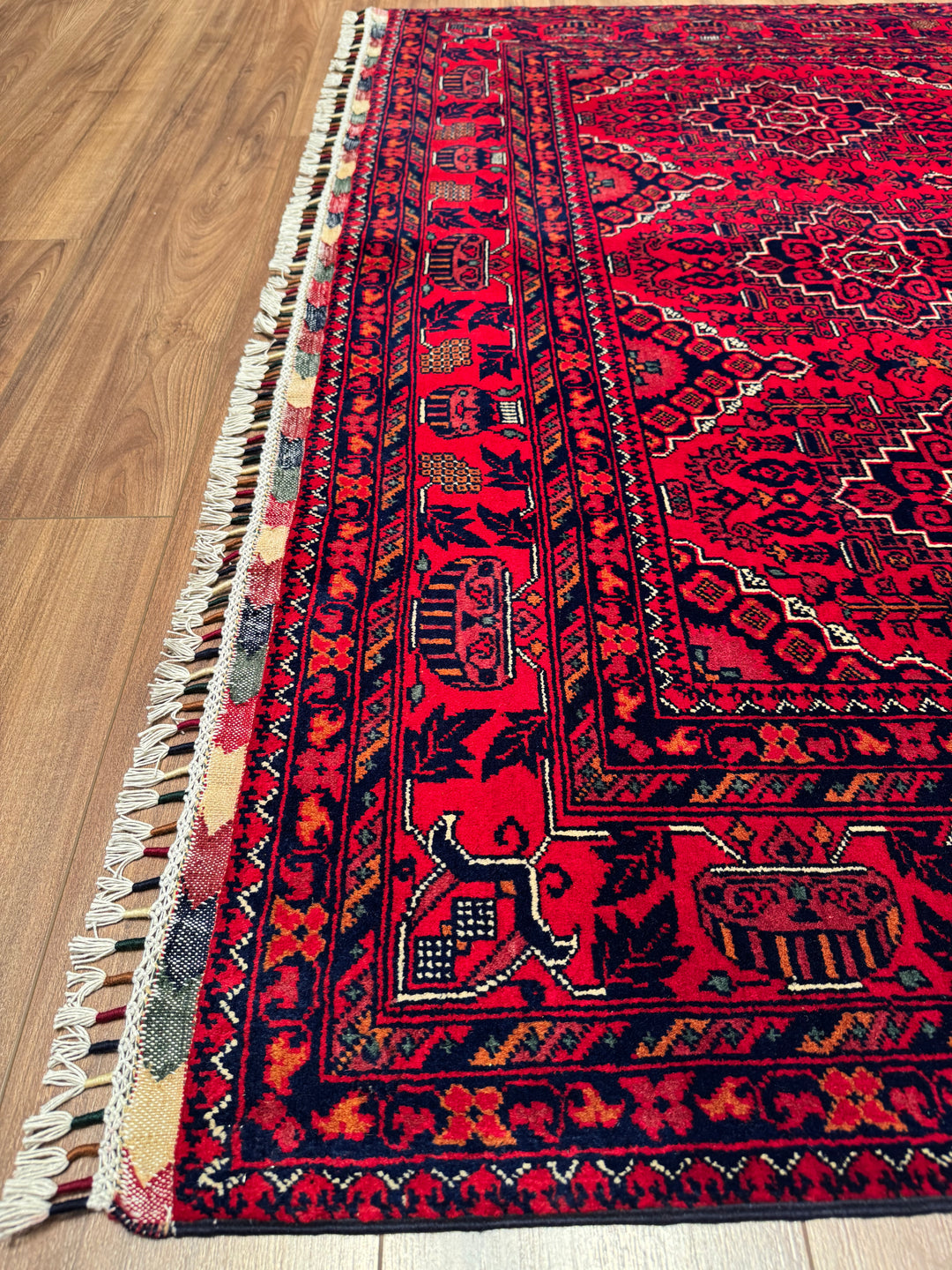 Afghan Carpet Hamyap Original Hand Woven Vegetable Dyed Wool 173x231 4 Square Meters - 5x7 ft
