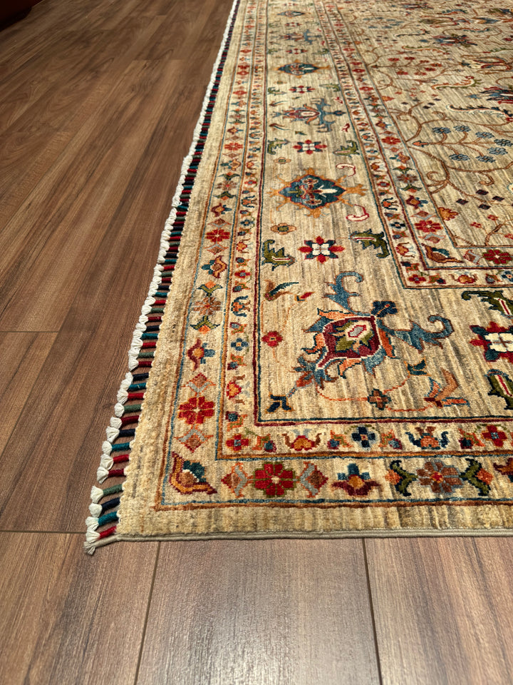 Sultani Binbirgece Original Hand Woven Beige Vegetable Dyed Wool Carpet 301x404 12.16 Square Meters - 10x14 ft