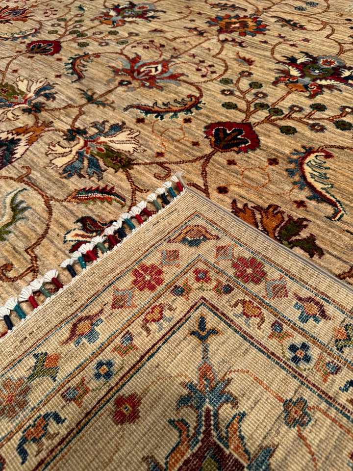 Sultani Binbirgece Original Hand Woven Beige Vegetable Dyed Wool Carpet 301x404 12.16 Square Meters - 10x14 ft