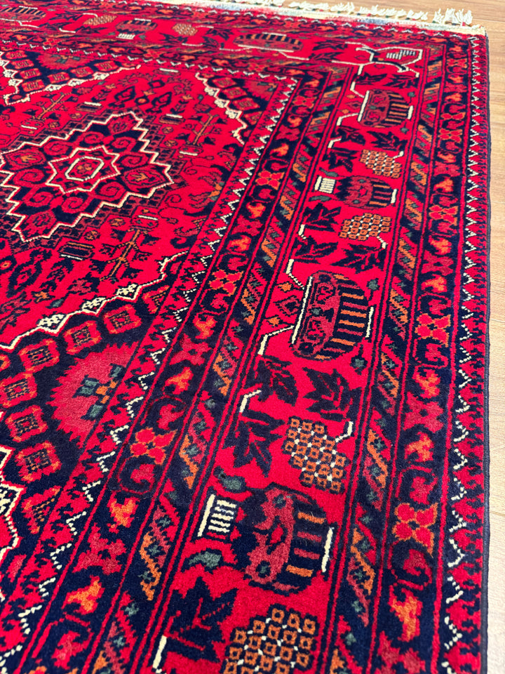 Afghan Carpet Hamyap Original Hand Woven Vegetable Dyed Wool 173x231 4 Square Meters - 5x7 ft