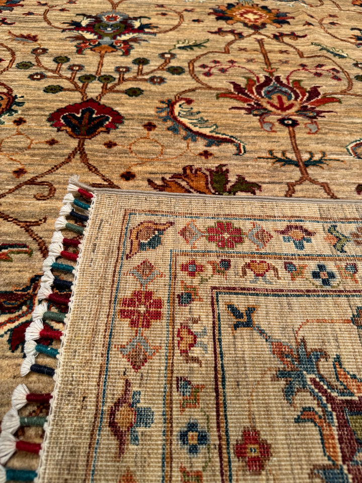 Sultani Binbirgece Original Hand Woven Beige Vegetable Dyed Wool Carpet 301x404 12.16 Square Meters - 10x14 ft