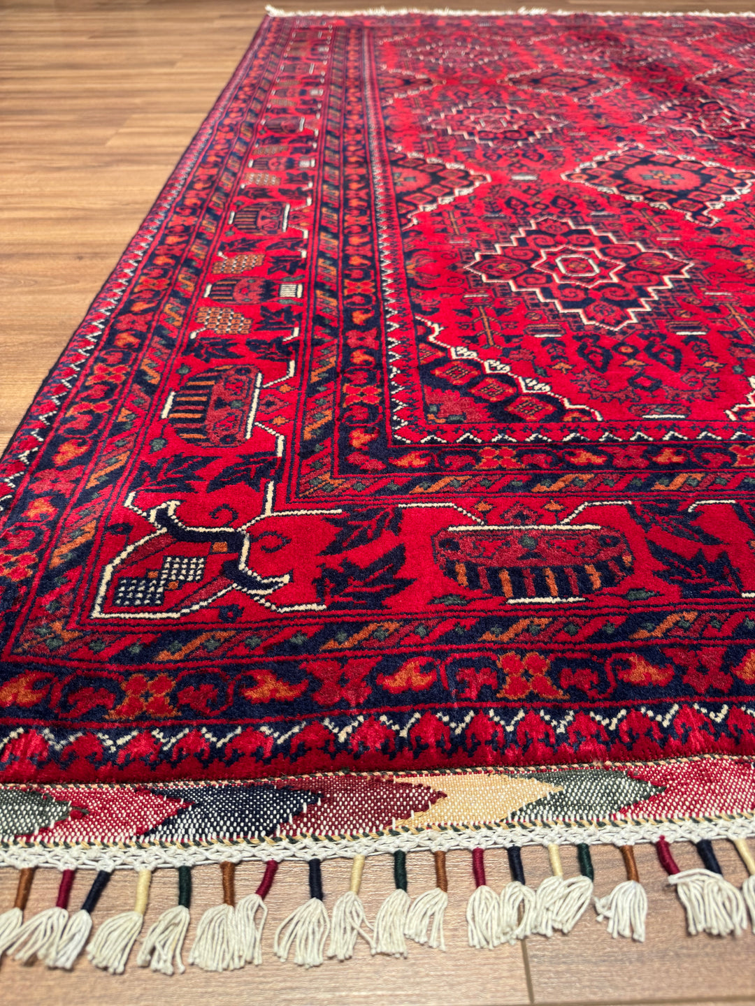 Afghan Carpet Hamyap Original Hand Woven Vegetable Dyed Wool 173x231 4 Square Meters - 5x7 ft
