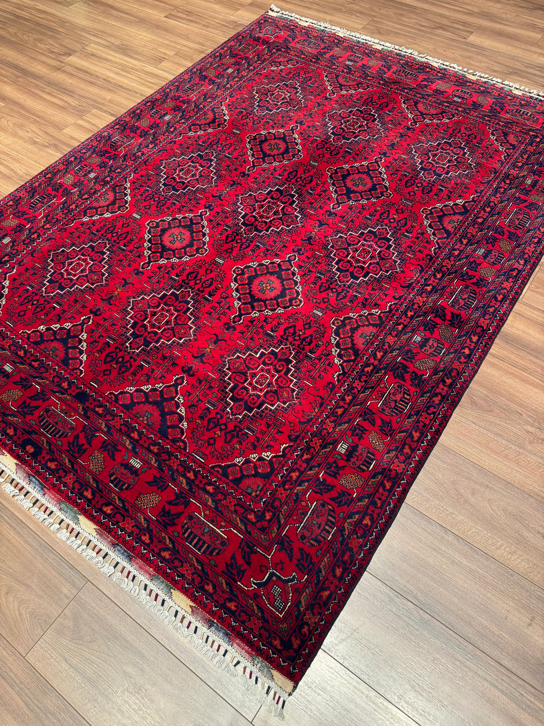 Afghan Carpet Hamyap Original Hand Woven Vegetable Dyed Wool 173x231 4 Square Meters - 5x7 ft