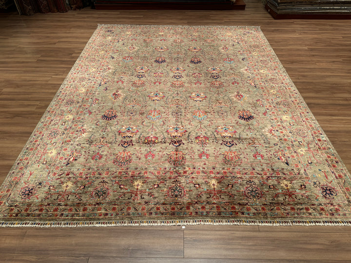 Sultani Binbirgece Orjinal El Dokuması Kahverengi Kök Boya Yün Halı 303x388 11.76 Metrekare - 10x14 ft