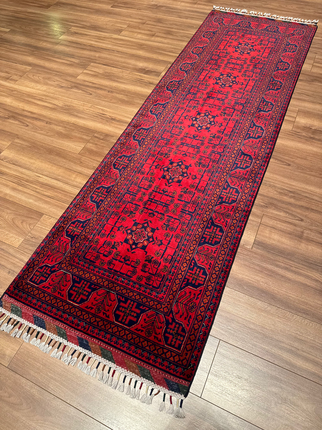 Afgan Halısı Hamyap Yolluk Orijinal El Dokuması Kök Boya Yün 0.78x247 1.93 Metrekare - 3x10 ft