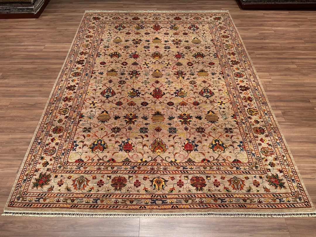 Sultani Binbirgece Original Hand Woven Beige Vegetable Dyed Wool Carpet 307x405 12.43 Square Meters - 10x14 ft