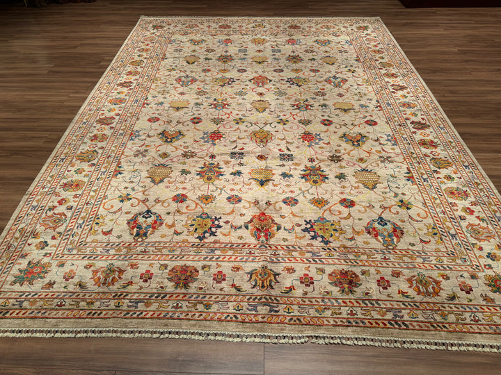 Sultani Binbirgece Original Hand Woven Beige Vegetable Dyed Wool Carpet 307x405 12.43 Square Meters - 10x14 ft