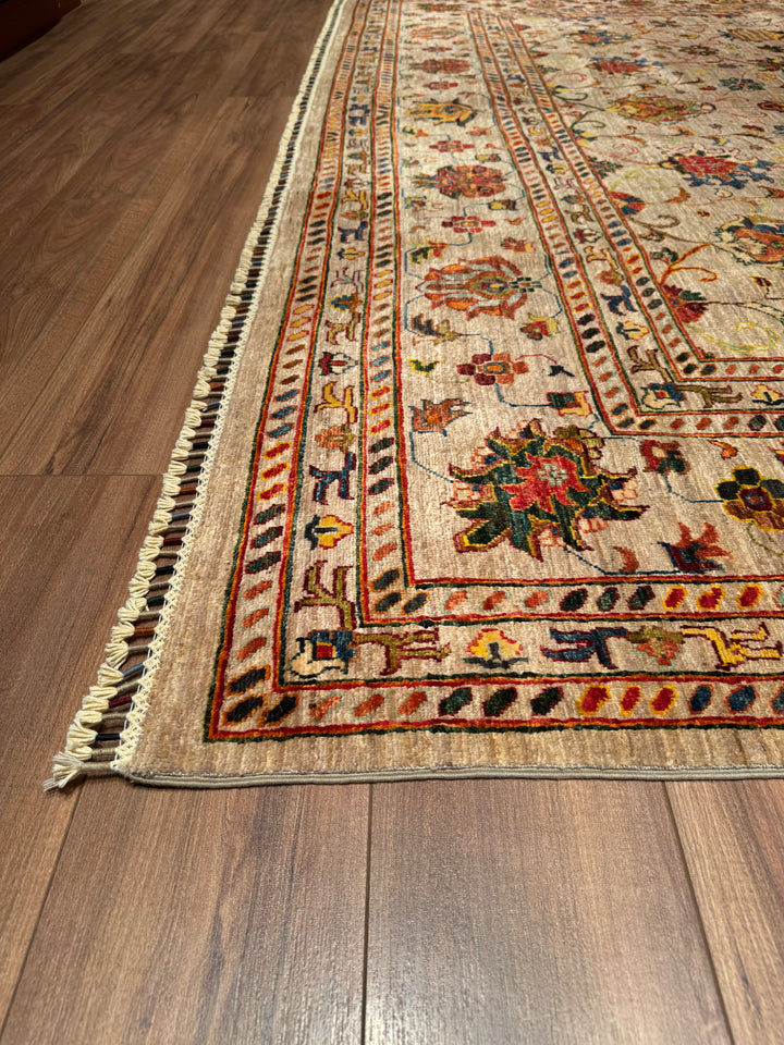 Sultani Binbirgece Original Hand Woven Beige Vegetable Dyed Wool Carpet 307x405 12.43 Square Meters - 10x14 ft