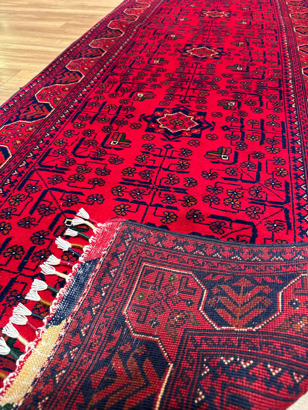 Afghan Hamyap Runner Rug, Original Handwoven, Naturally Dyed Wool, 0.88x245 cm (2.16 square meters) - 3x7 ft 