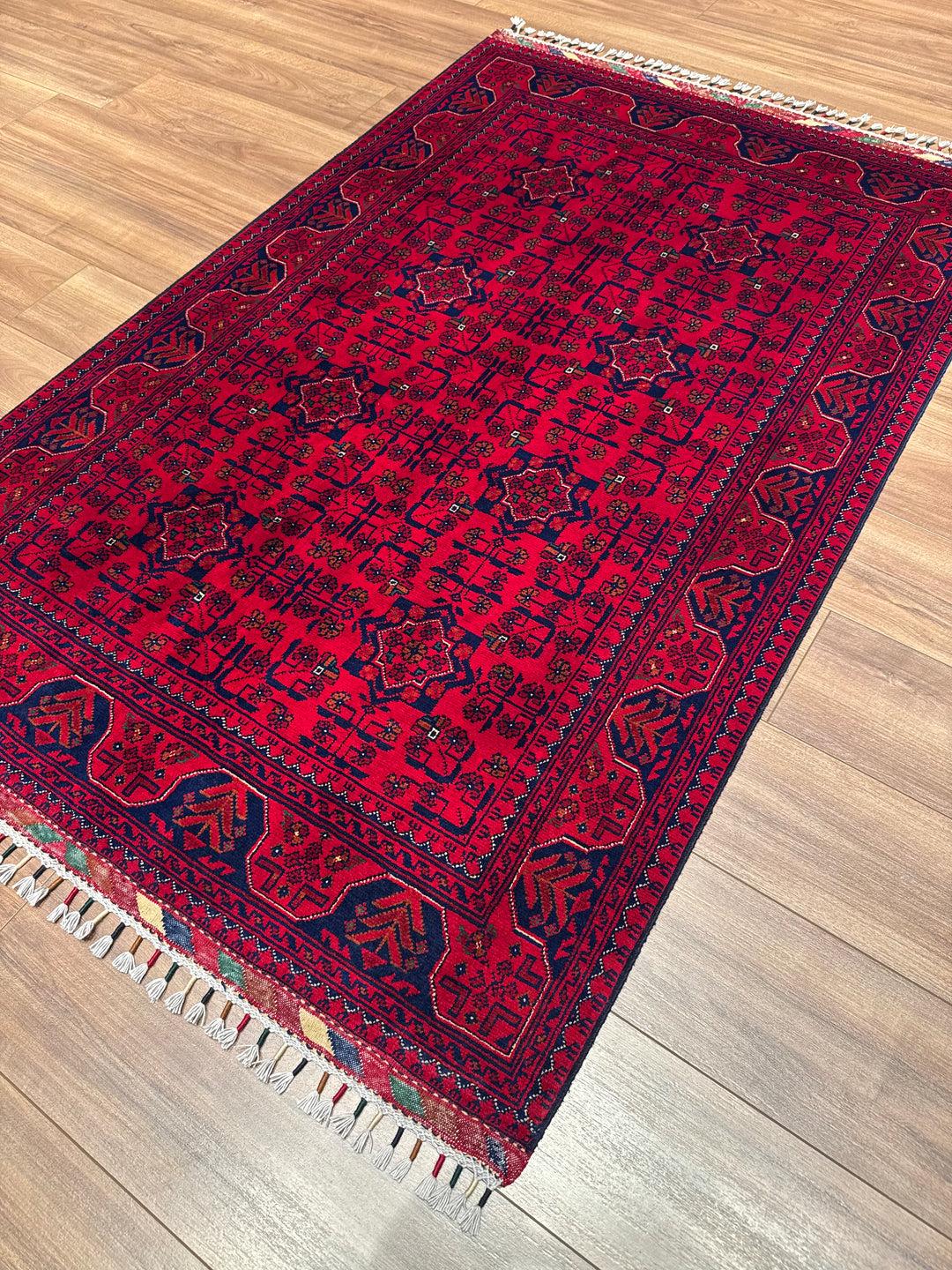 Afghan Rug Hamyap Original Handwoven Vegetable Dyedd Wool 118x179 2.11 Square Meters - 4x6 ft