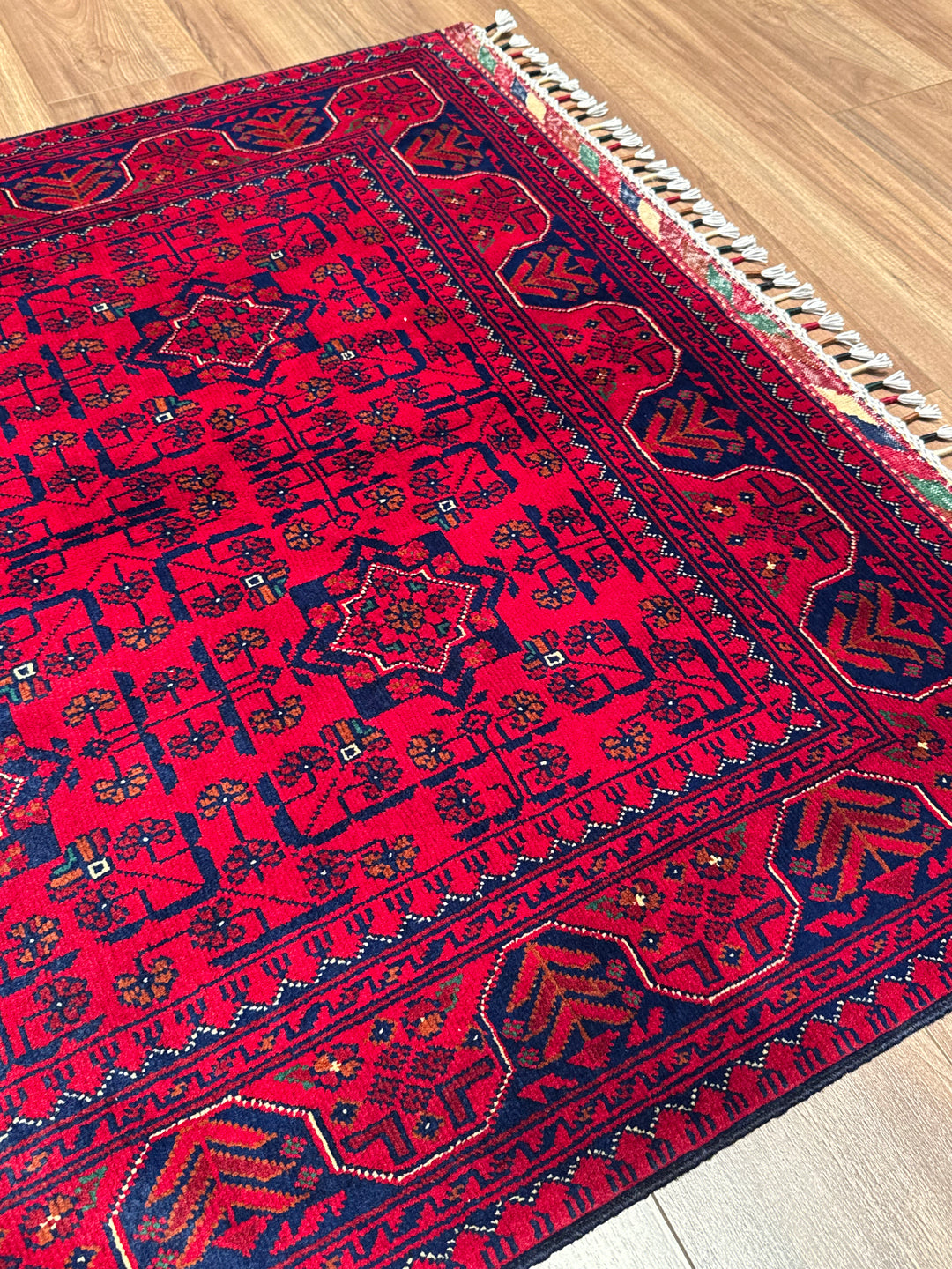 Afghan Rug Hamyap Original Handwoven Vegetable Dyedd Wool 118x179 2.11 Square Meters - 4x6 ft